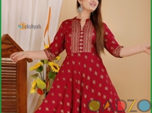 Elegant Rayon Maroon Printed Gown For Women