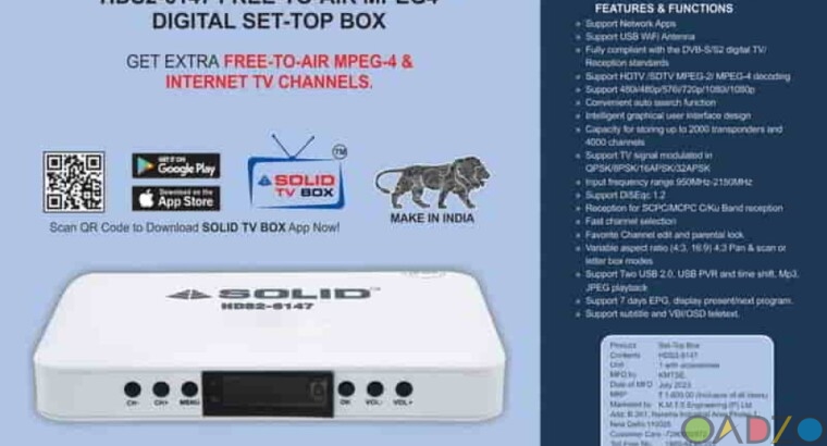SOLID HDS2 – 6147 DVB – S2 / MPEG – 4 FullHD FTA Set – Top B